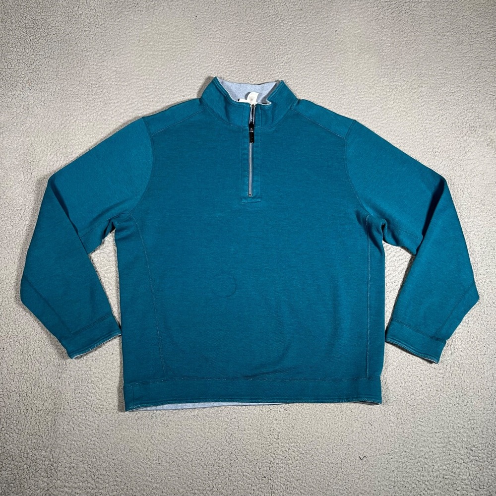 Tommy Bahama Sweater Mens Large Blue Reversible 1/4 Zip Casual Preppy‎ Logo
